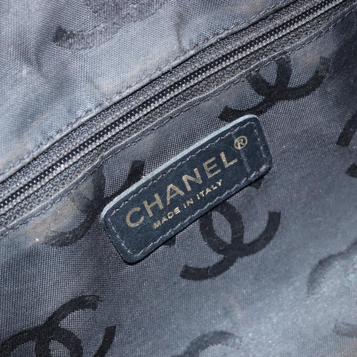 CHANEL Hand Bag Leather Black Gold CC Auth bs33126