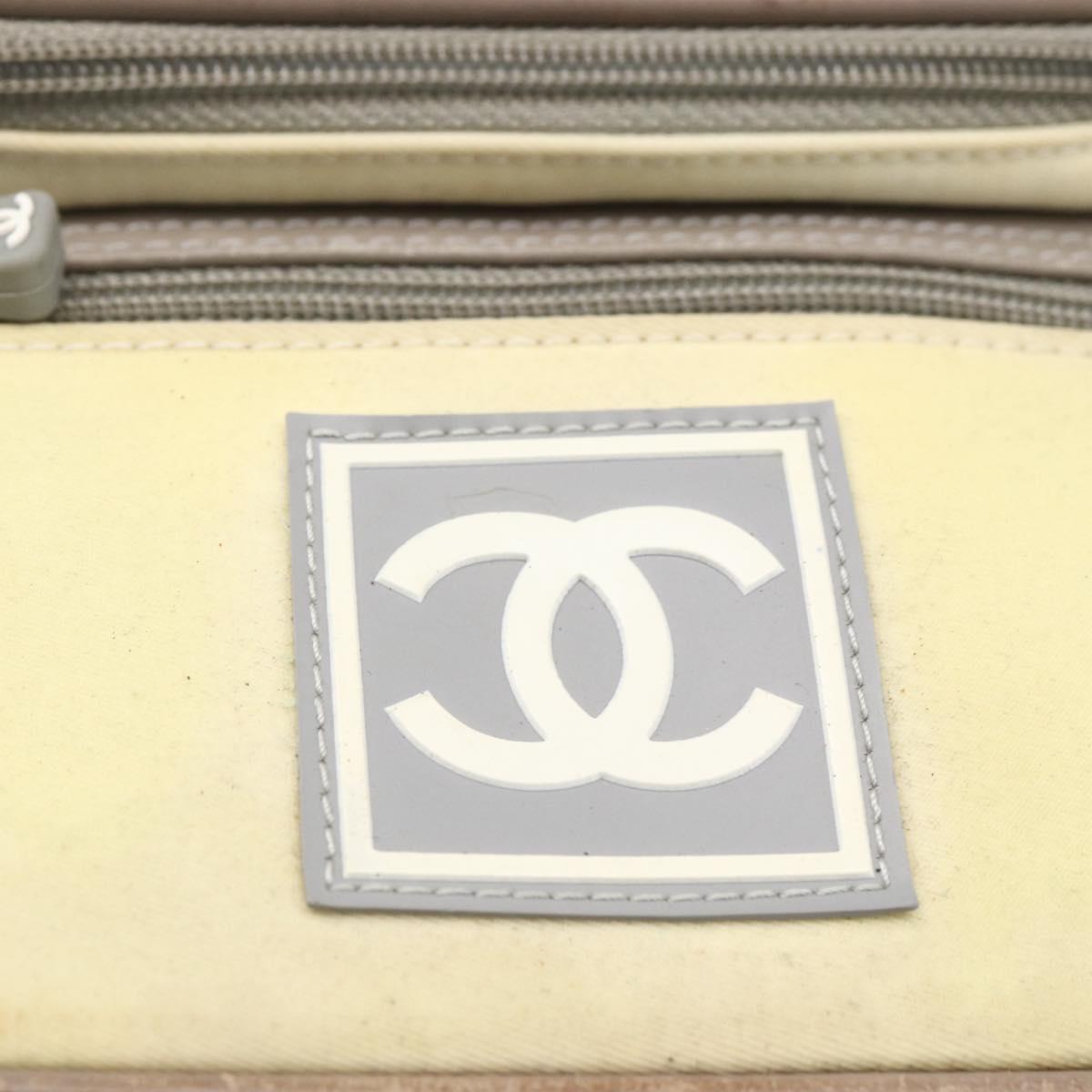 CHANEL Backpack Nylon Silver White CC Auth bs33128