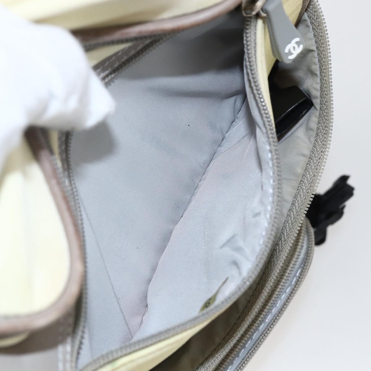 CHANEL Backpack Nylon Silver White CC Auth bs33128