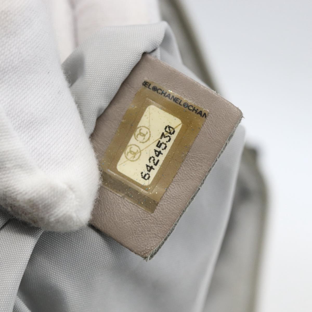 CHANEL Backpack Nylon Silver White CC Auth bs33128