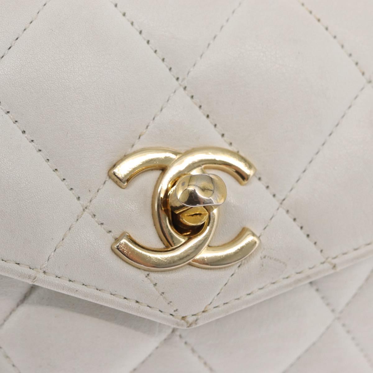 CHANEL Waist bag Lamb Skin Gold White CC Auth bs33133