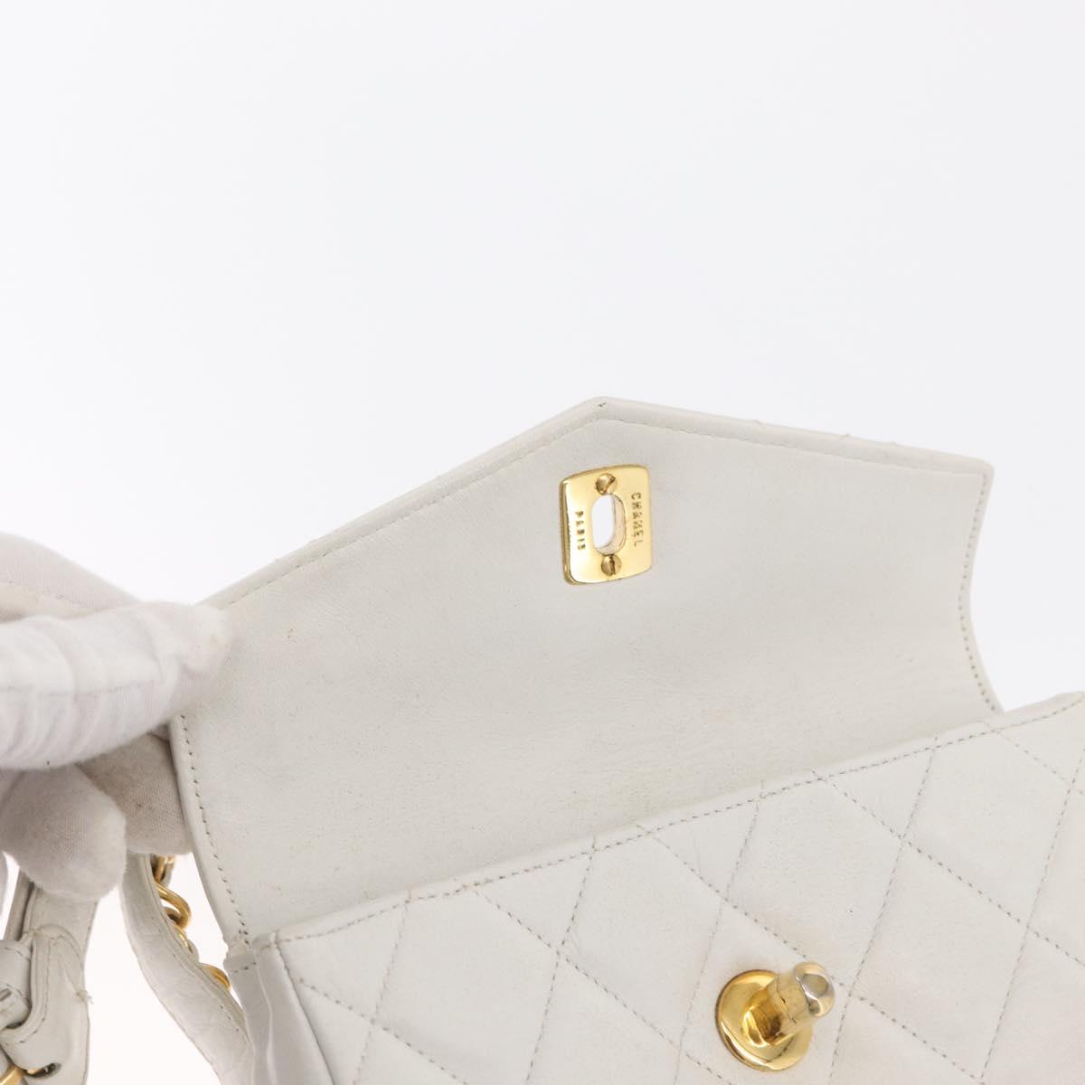 CHANEL Waist bag Lamb Skin Gold White CC Auth bs33133