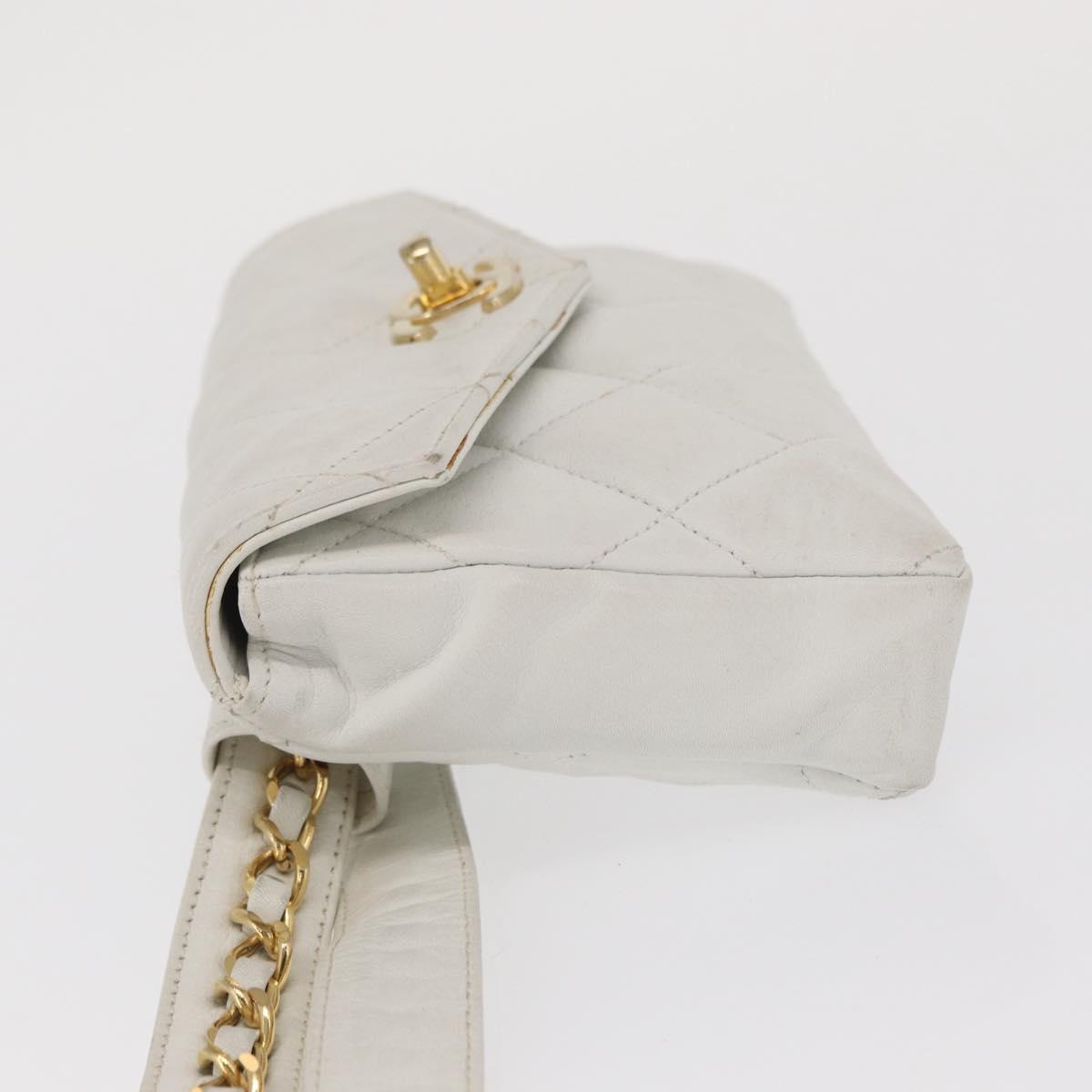 CHANEL Waist bag Lamb Skin Gold White CC Auth bs33133