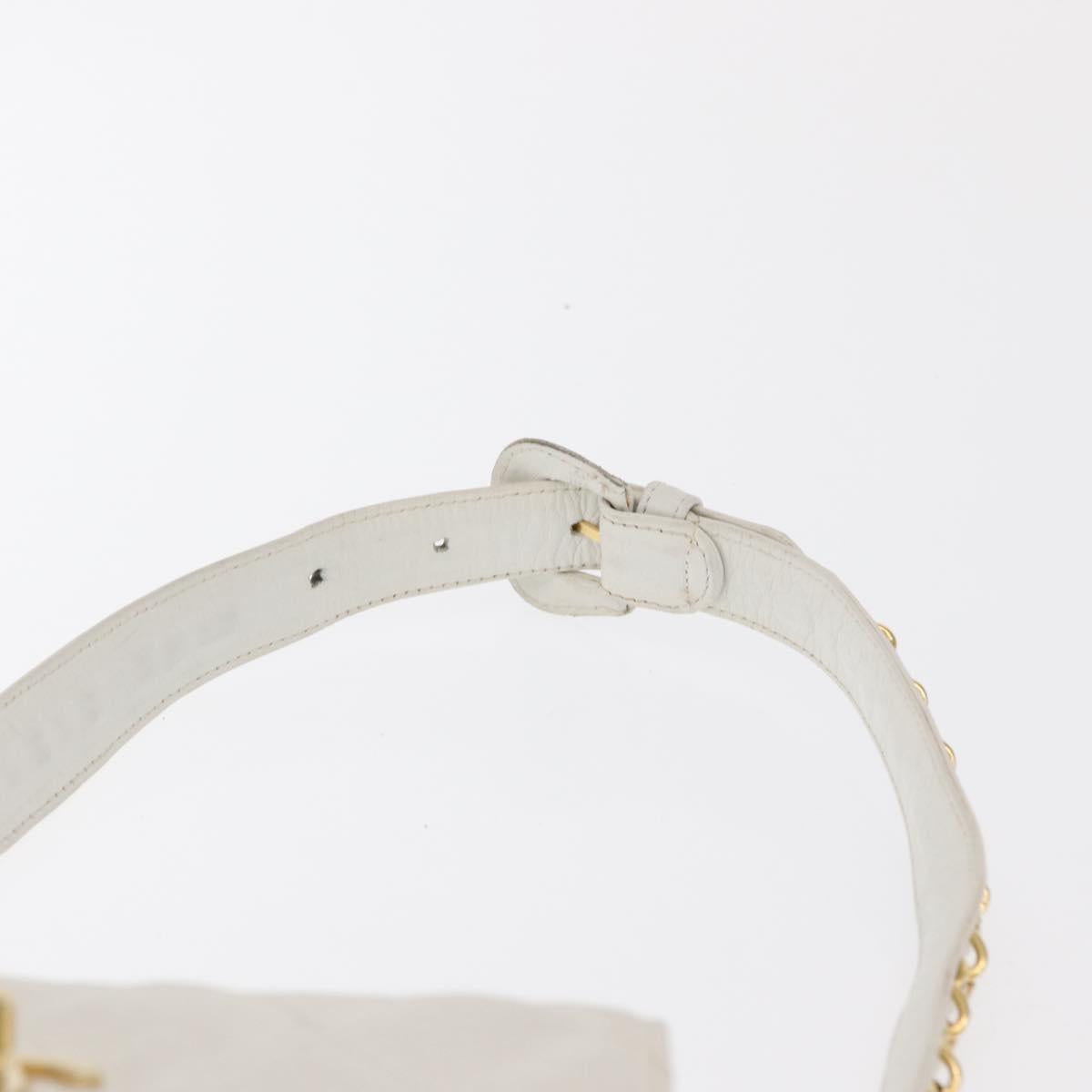 CHANEL Waist bag Lamb Skin Gold White CC Auth bs33133