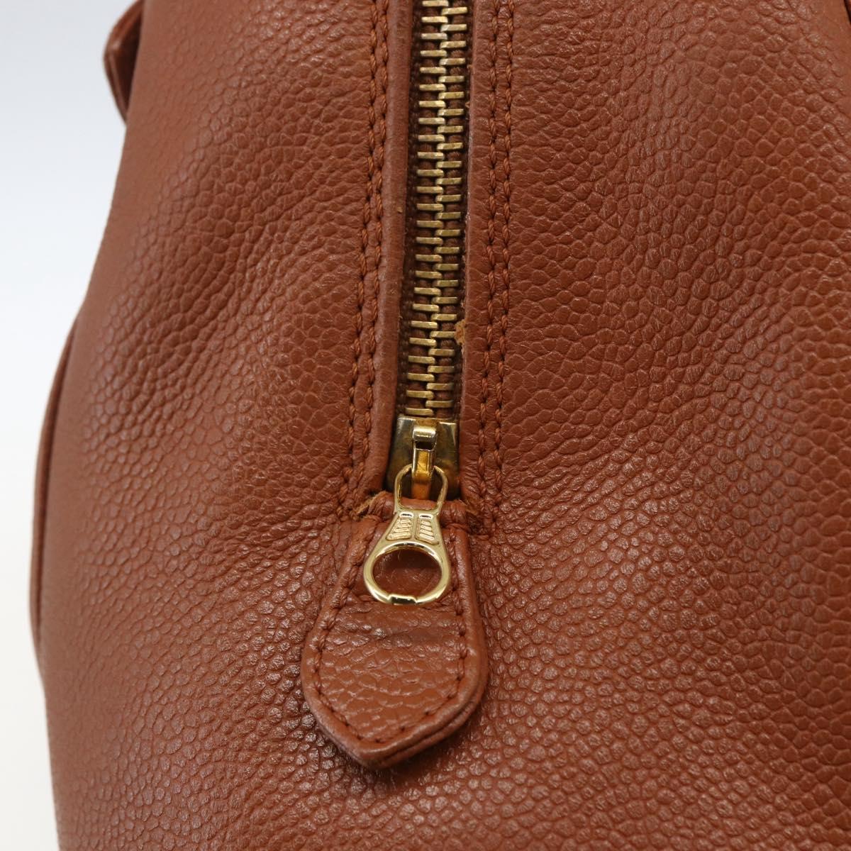 CHANEL Tote Bag Caviar Skin Brown Gold CC Auth bs33137