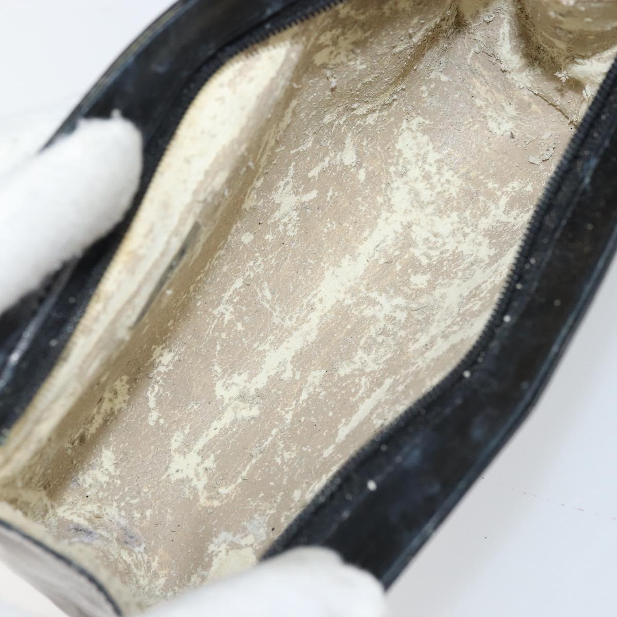 CHANEL Pouch Patent leather Black Gold CC Auth bs33138