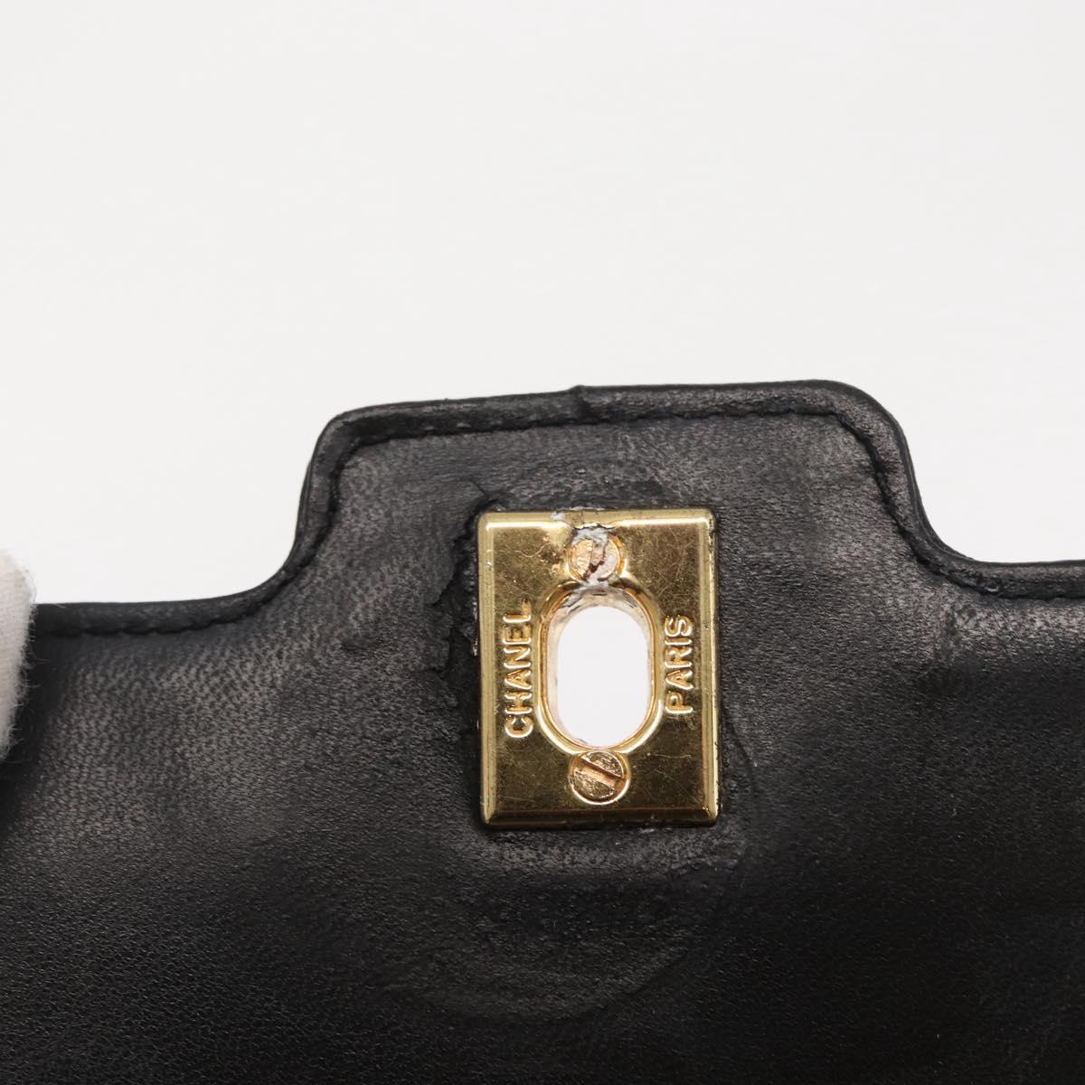 CHANEL Matelasse Chain Shoulder Bag Lamb Skin Black Gold CC Auth bs33139