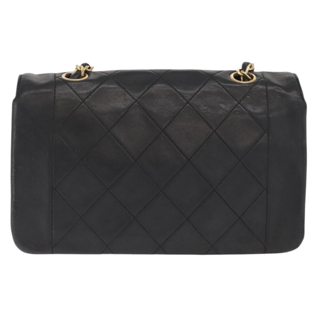 CHANEL Matelasse Chain Shoulder Bag Lamb Skin Black Gold CC Auth bs33139