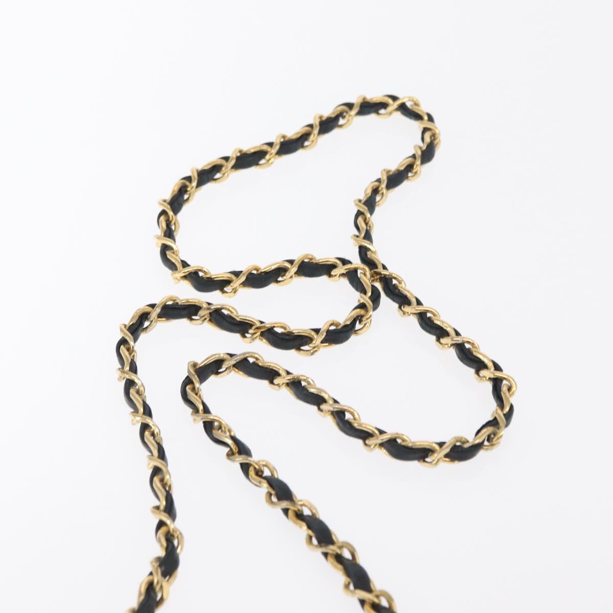 CHANEL Matelasse Chain Shoulder Bag Lamb Skin Black Gold CC Auth bs33139