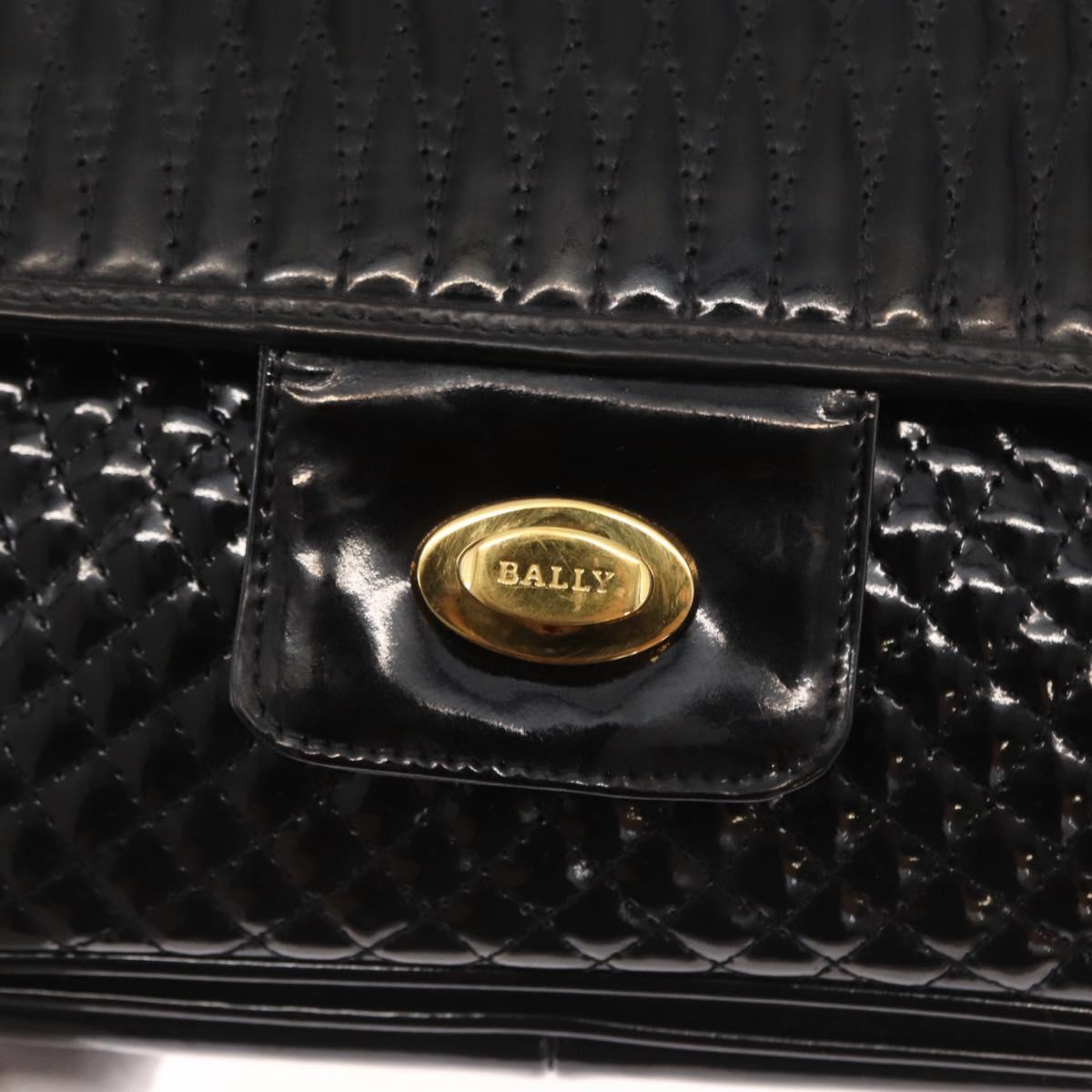 BALLY Chain Shoulder Bag Patent leather Black Gold Auth bs33141