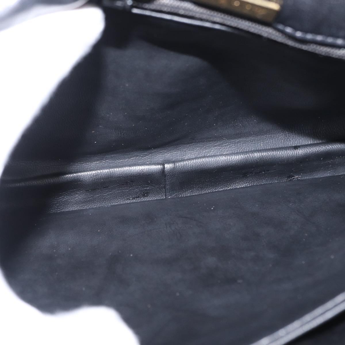 BALLY Chain Shoulder Bag Patent leather Black Gold Auth bs33141