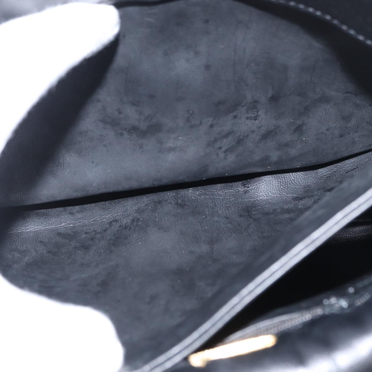 BALLY Chain Shoulder Bag Patent leather Black Gold Auth bs33141