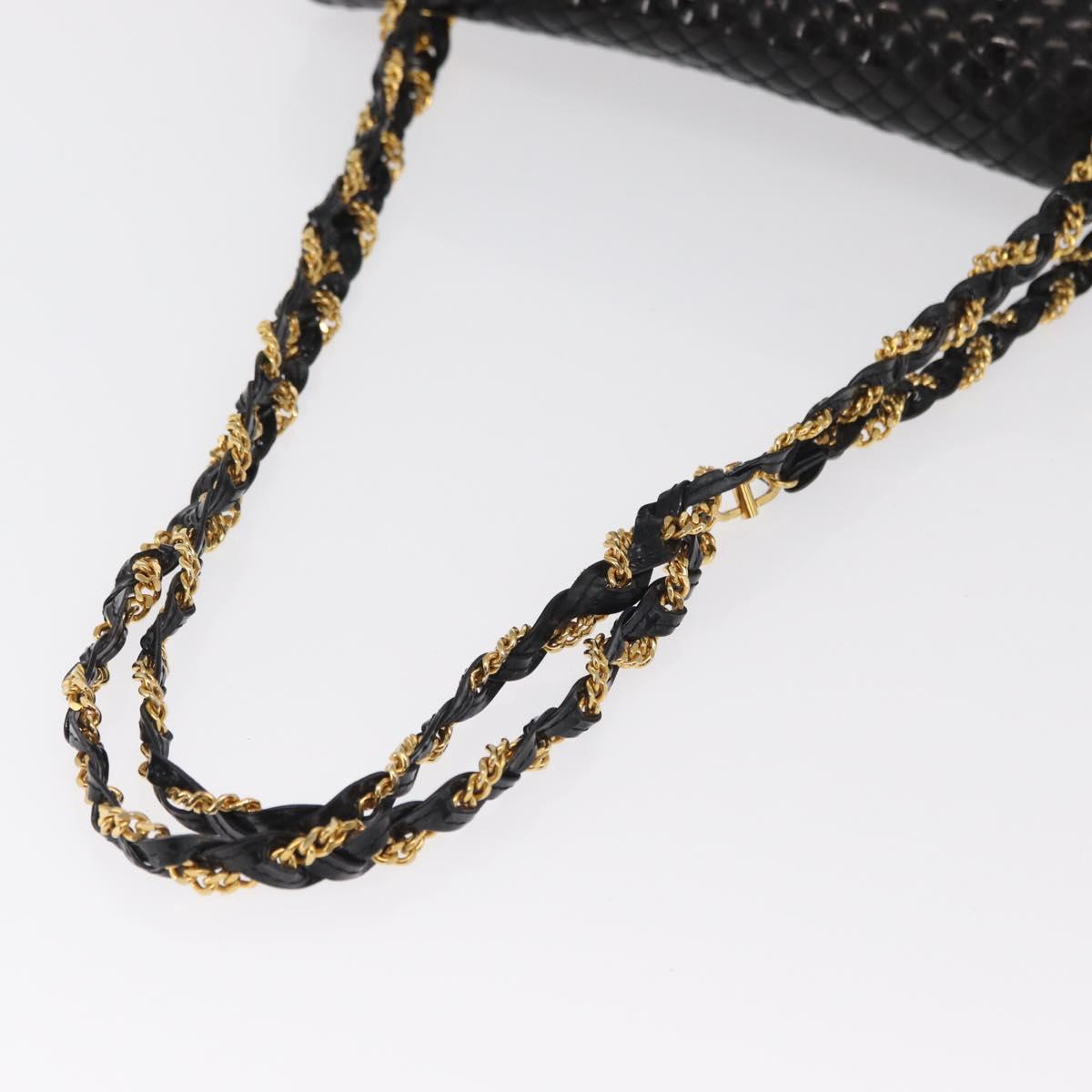 BALLY Chain Shoulder Bag Patent leather Black Gold Auth bs33141