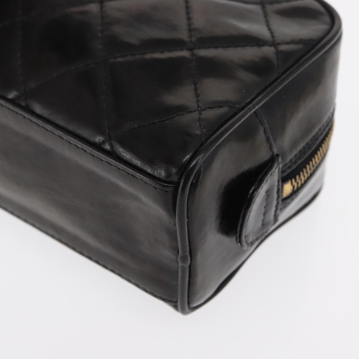 CHANEL Clutch Bag Patent leather Gold Black CC Auth bs33144