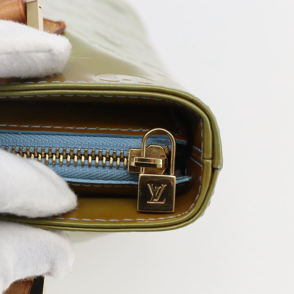 LOUIS VUITTON Monogram Vernis Houston Hand Bag Baby Blue M91005 LV Auth bs33150