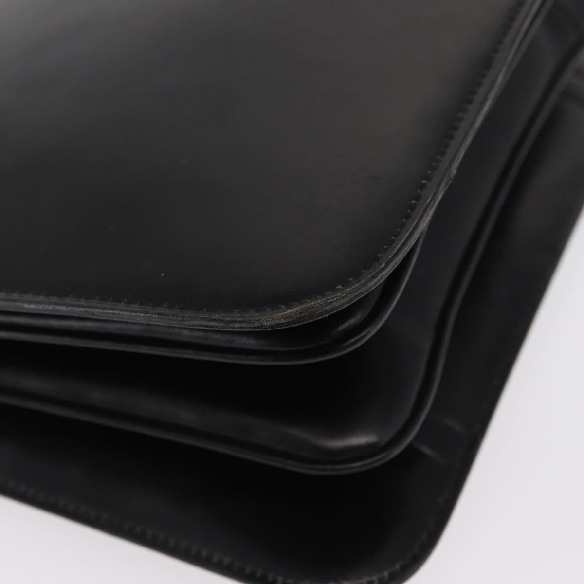 CELINE Horse Carriage Shoulder Bag Leather Black Gold Auth bs33159