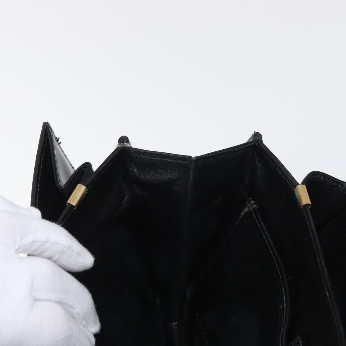 CELINE Horse Carriage Shoulder Bag Leather Black Gold Auth bs33159