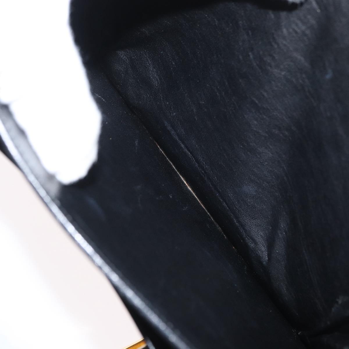 CELINE Horse Carriage Shoulder Bag Leather Black Gold Auth bs33159