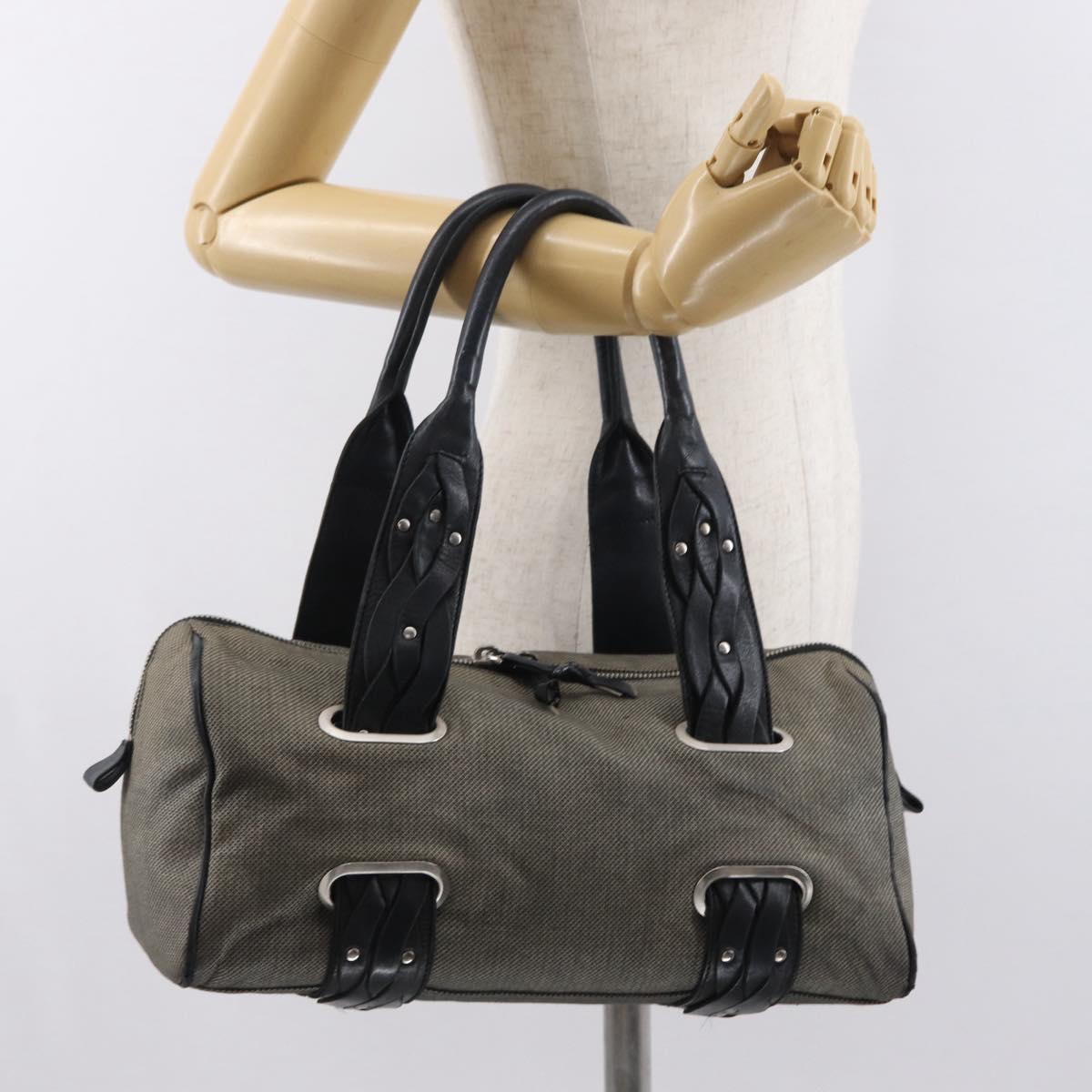 BOTTEGA VENETA Hand Bag Canvas Gray Silver Auth bs33160