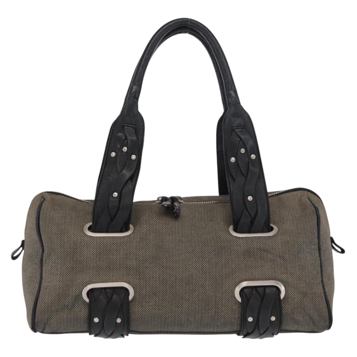 BOTTEGA VENETA Hand Bag Canvas Gray Silver Auth bs33160