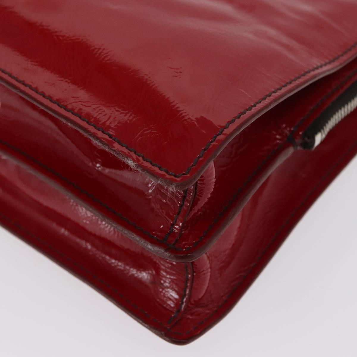 Miu Miu Hand Bag Patent leather Red Silver Auth bs33162