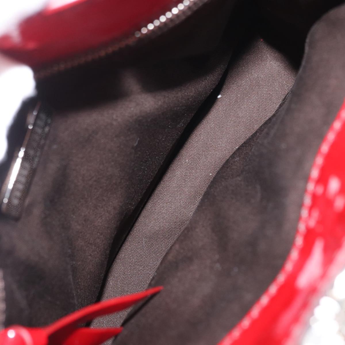 Miu Miu Hand Bag Patent leather Red Silver Auth bs33162