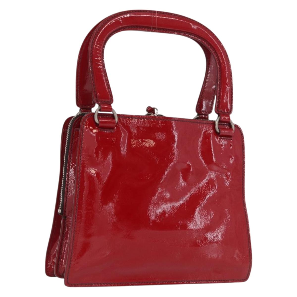 Miu Miu Hand Bag Patent leather Red Silver Auth bs33162