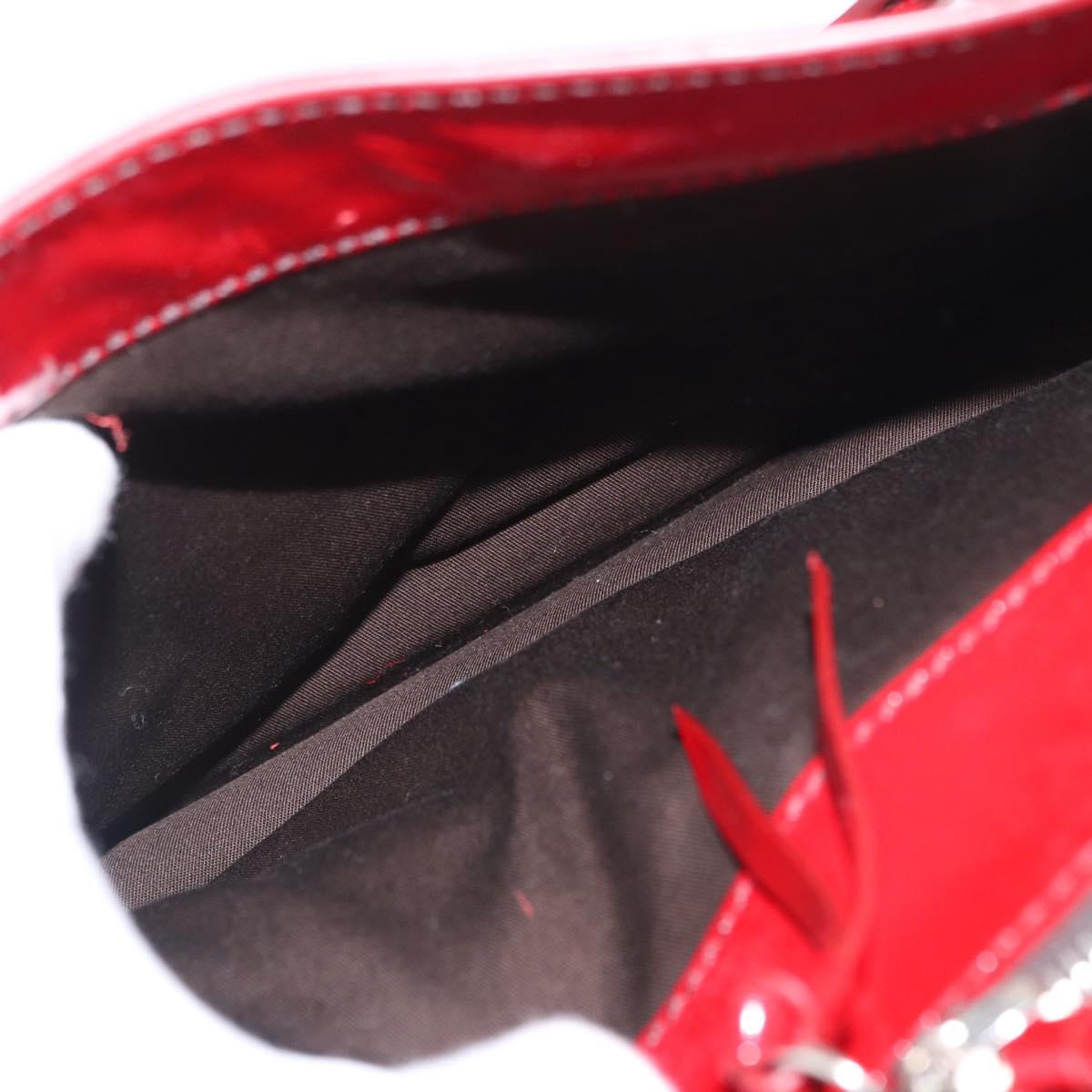 Miu Miu Hand Bag Patent leather Red Silver Auth bs33162