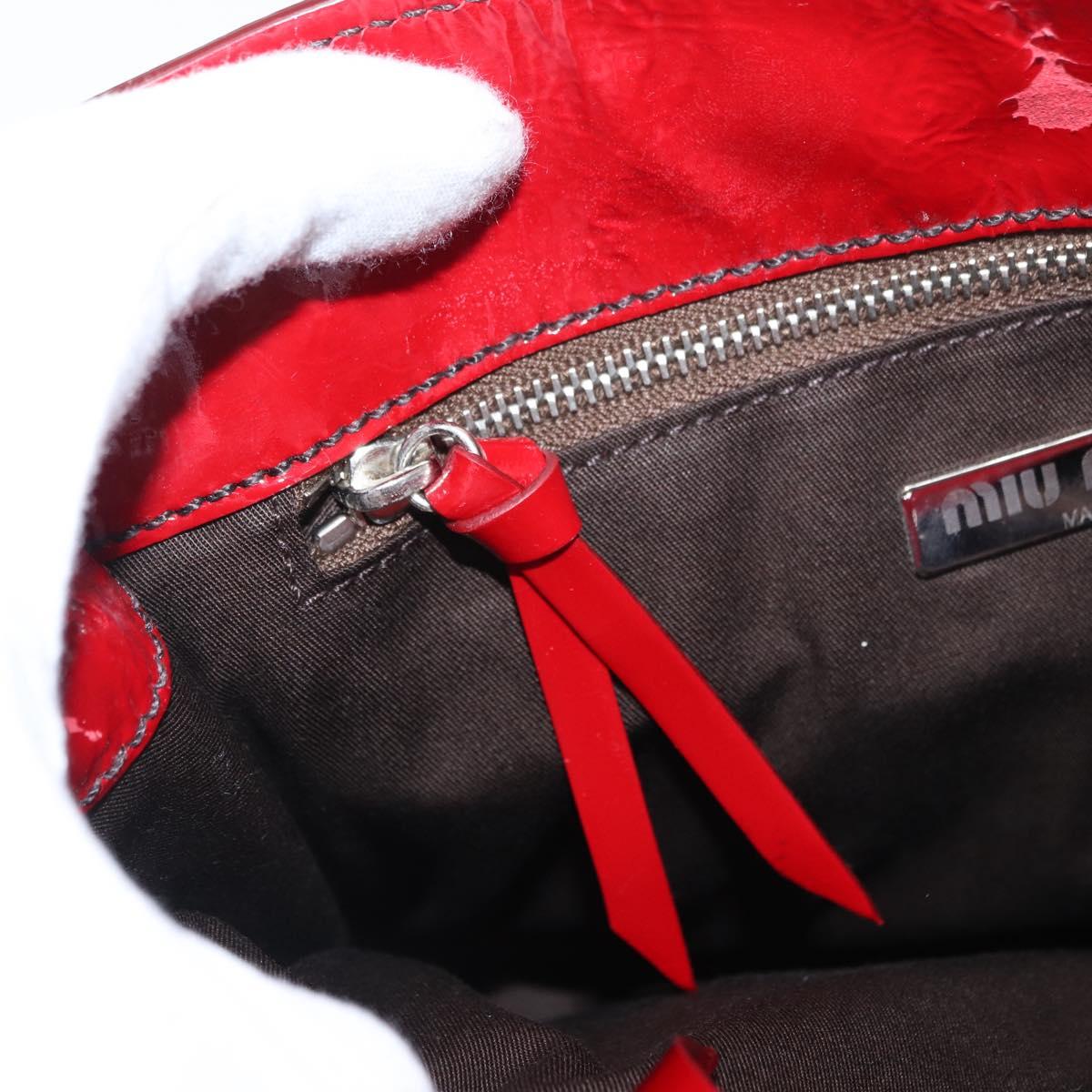 Miu Miu Hand Bag Patent leather Red Silver Auth bs33162