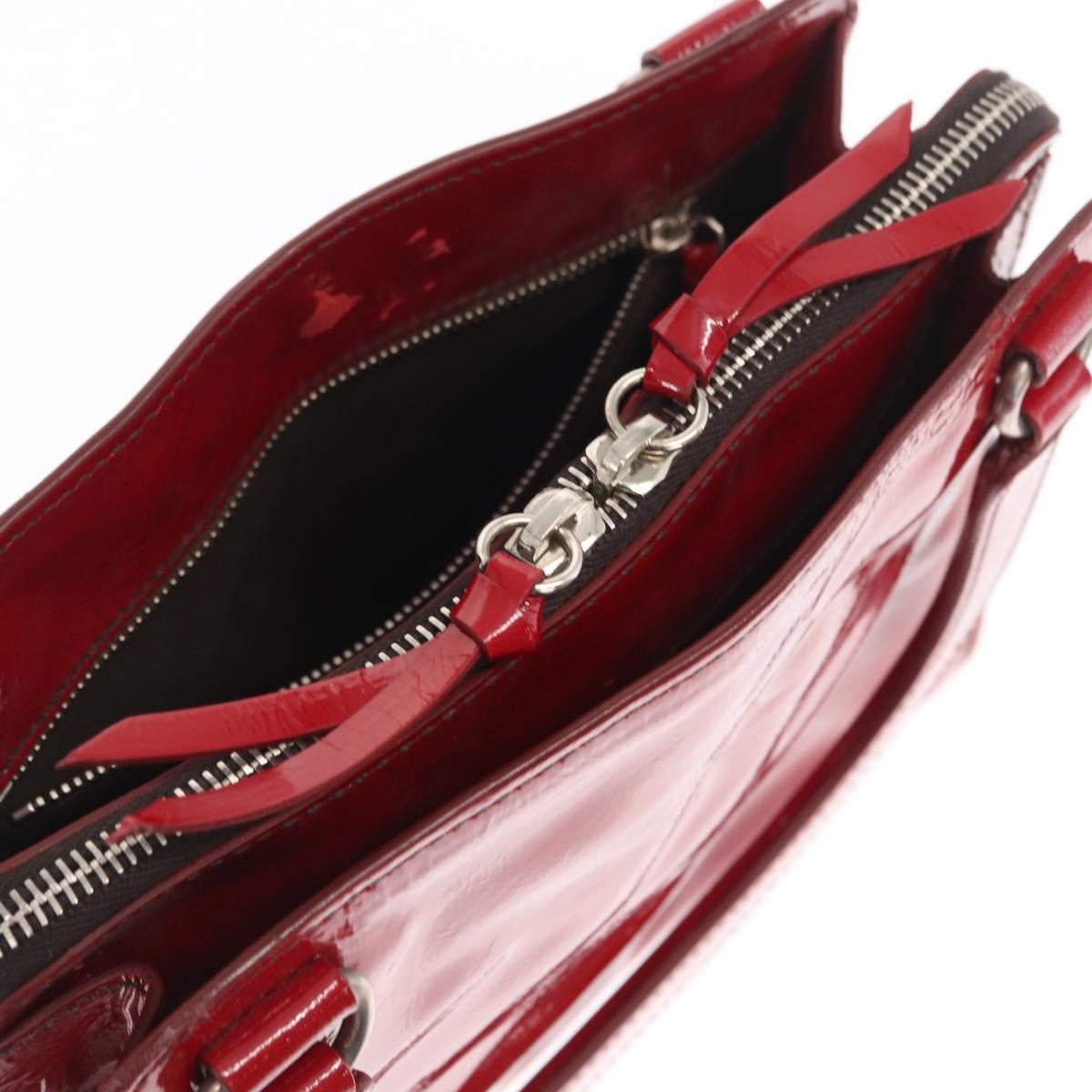 Miu Miu Hand Bag Patent leather Red Silver Auth bs33162