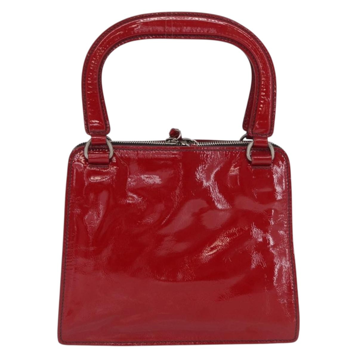 Miu Miu Hand Bag Patent leather Red Silver Auth bs33162