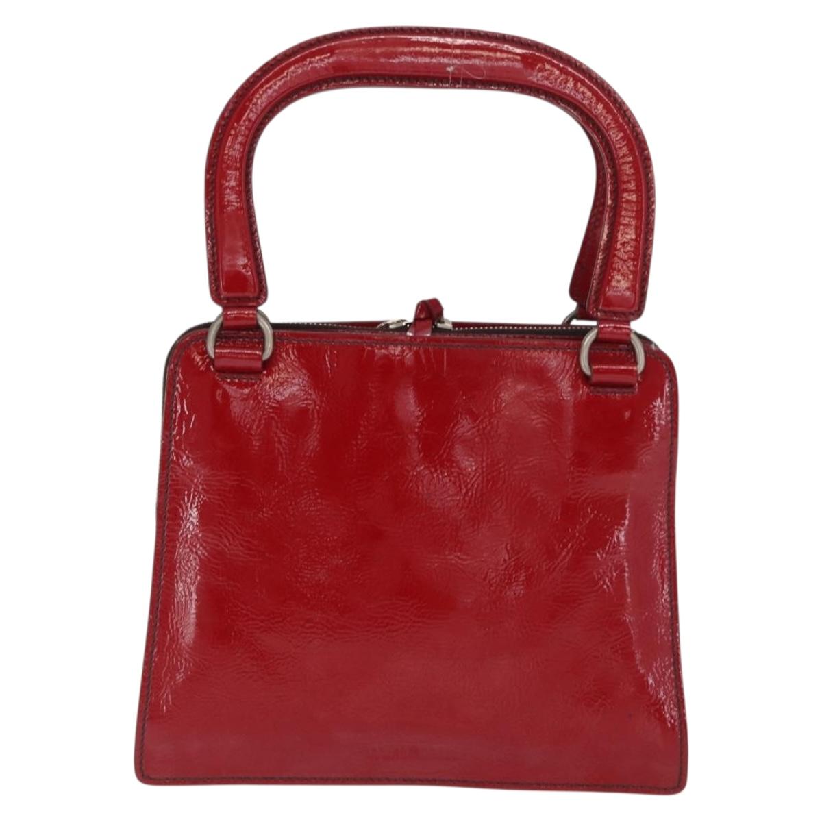 Miu Miu Hand Bag Patent leather Red Silver Auth bs33162