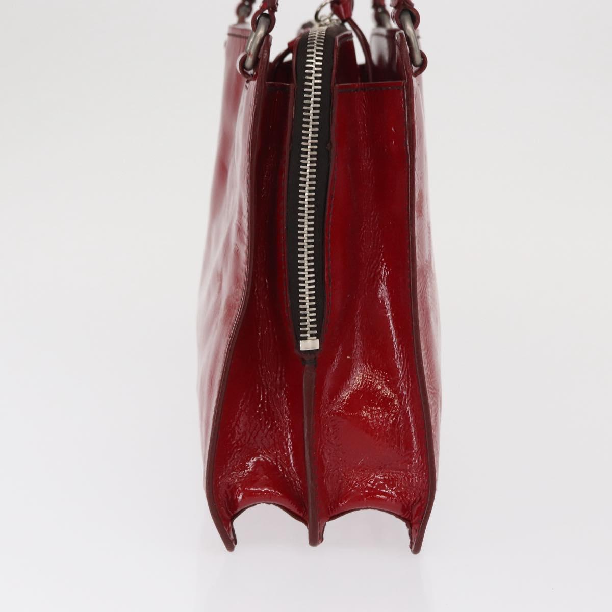 Miu Miu Hand Bag Patent leather Red Silver Auth bs33162