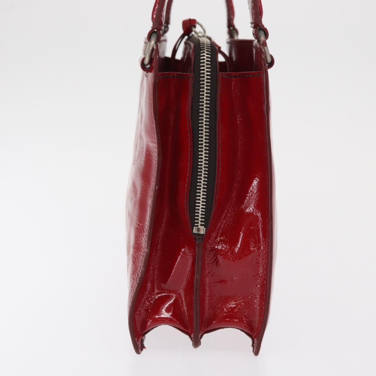 Miu Miu Hand Bag Patent leather Red Silver Auth bs33162