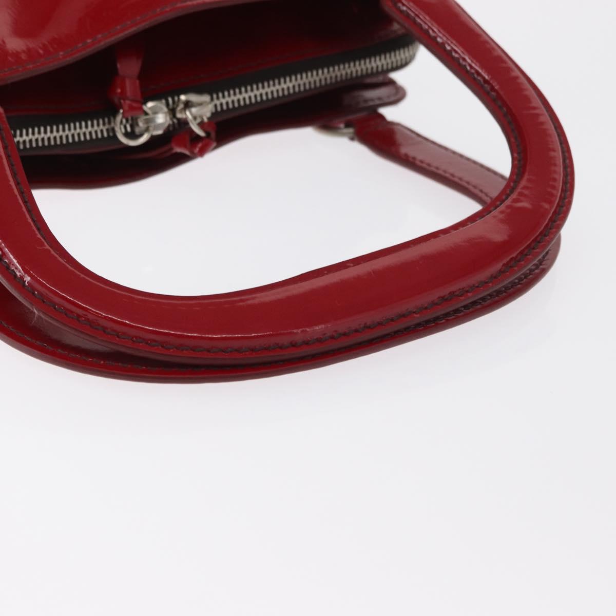 Miu Miu Hand Bag Patent leather Red Silver Auth bs33162