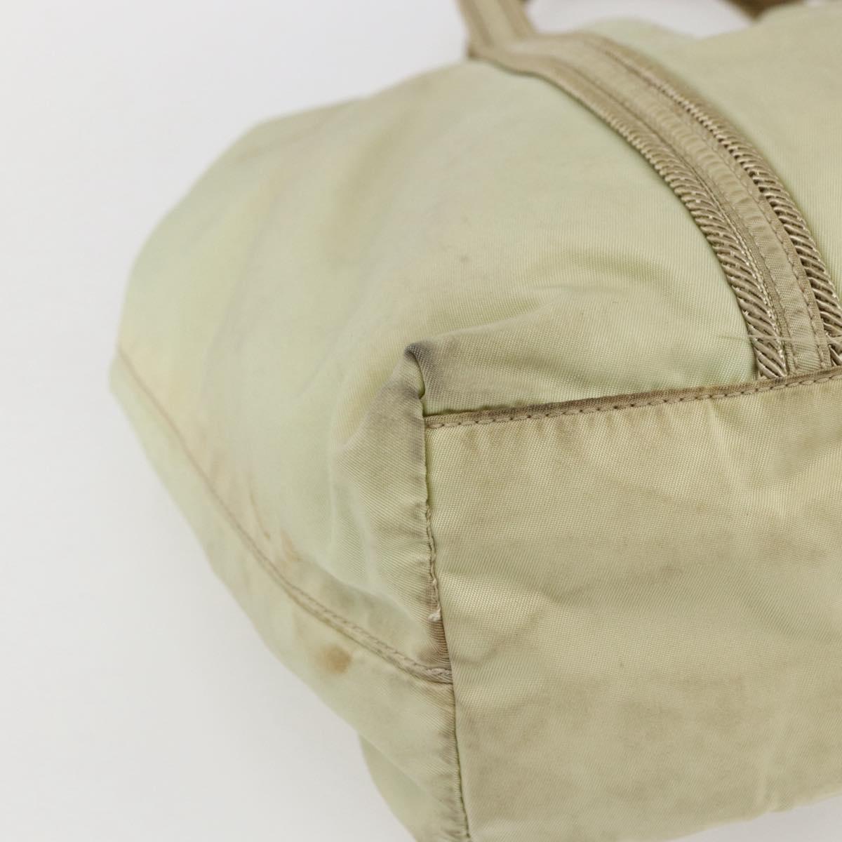 PRADA Hand Bag Nylon Cream Silver Auth bs33166