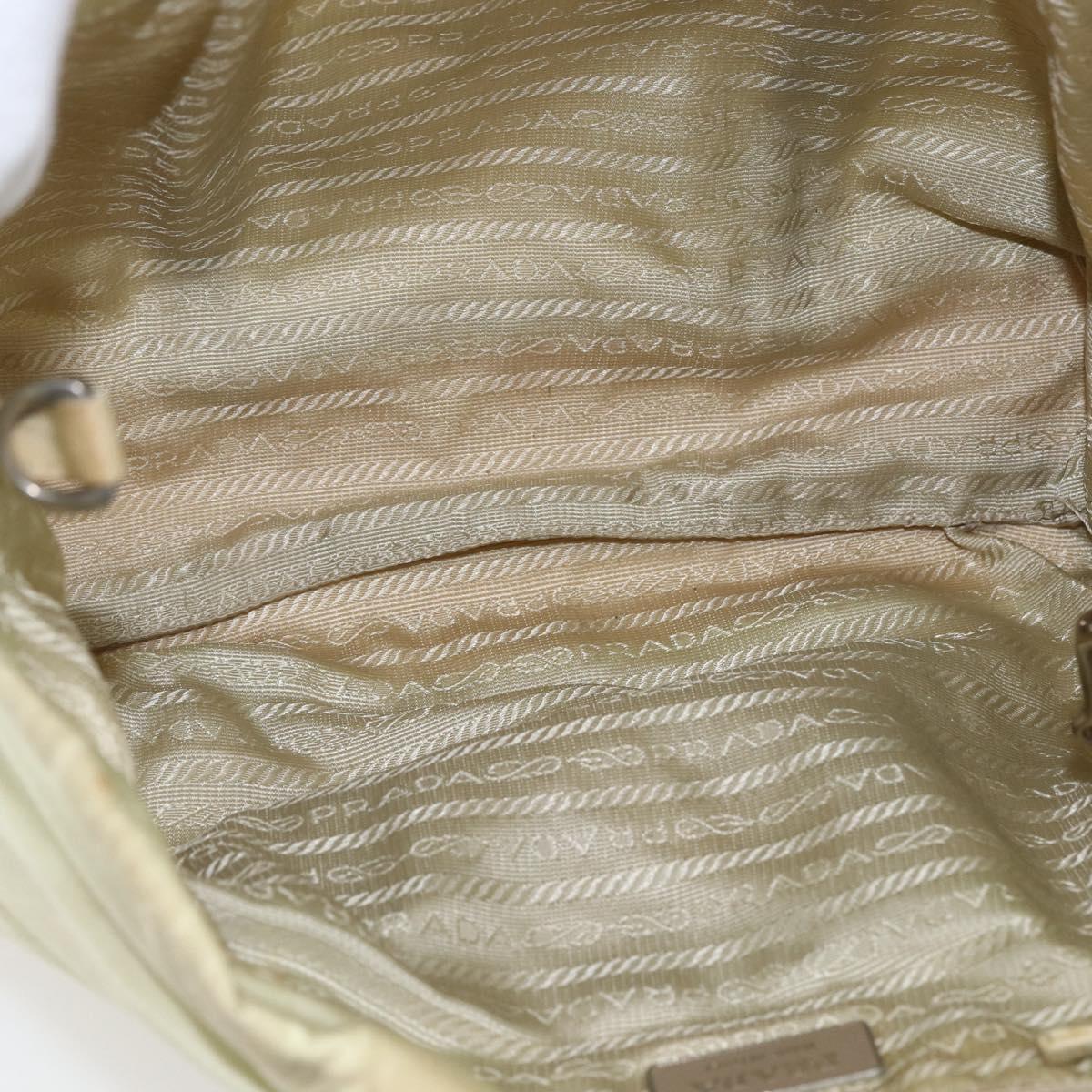 PRADA Hand Bag Nylon Cream Silver Auth bs33166