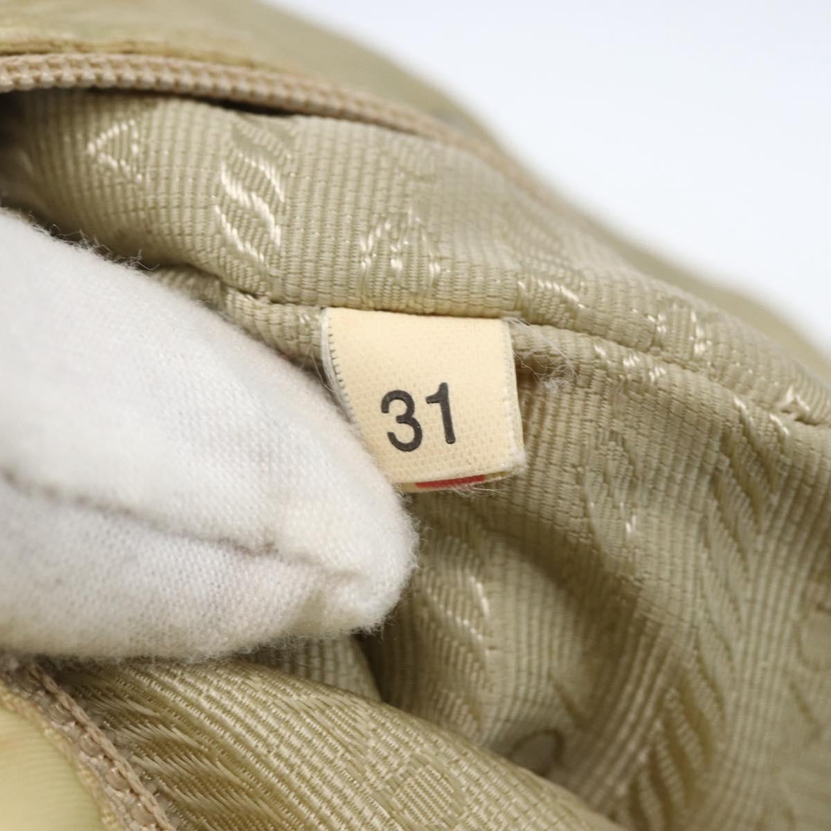 PRADA Hand Bag Nylon Cream Silver Auth bs33166