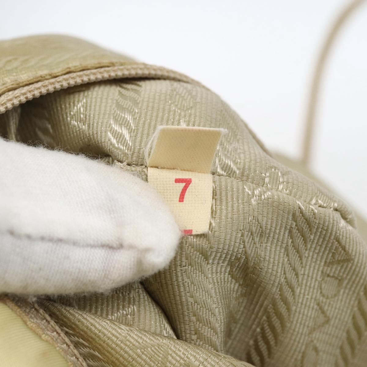 PRADA Hand Bag Nylon Cream Silver Auth bs33166