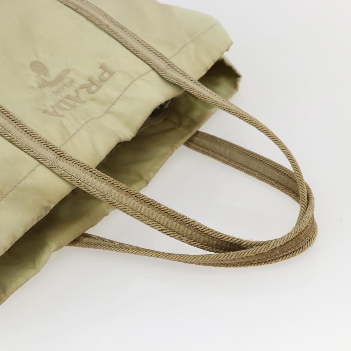 PRADA Hand Bag Nylon Cream Silver Auth bs33166