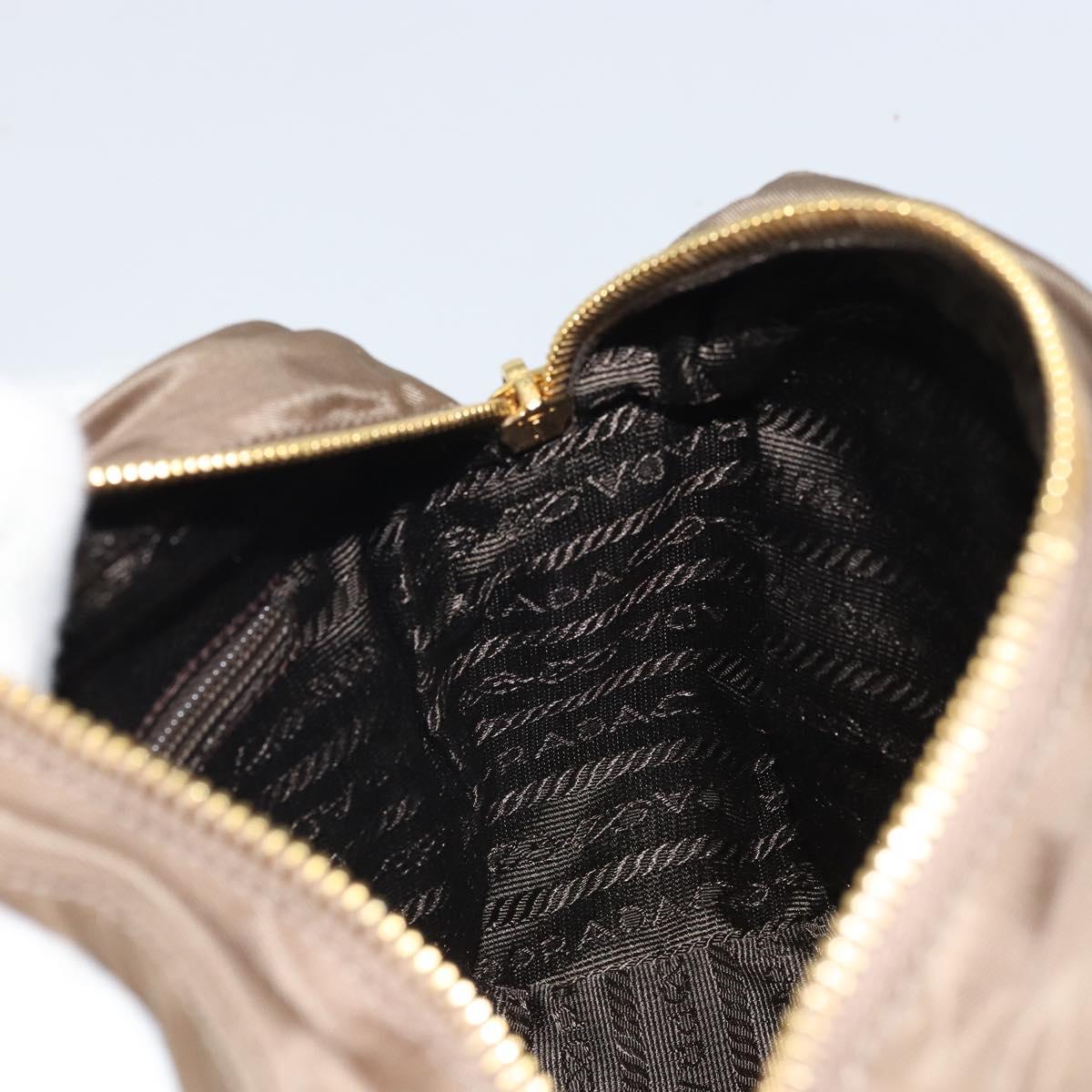 PRADA Chain Shoulder Bag Nylon Brown Gold Auth bs33167