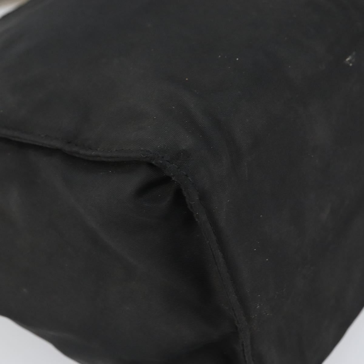 PRADA Hand Bag Nylon Black Silver Auth bs33168