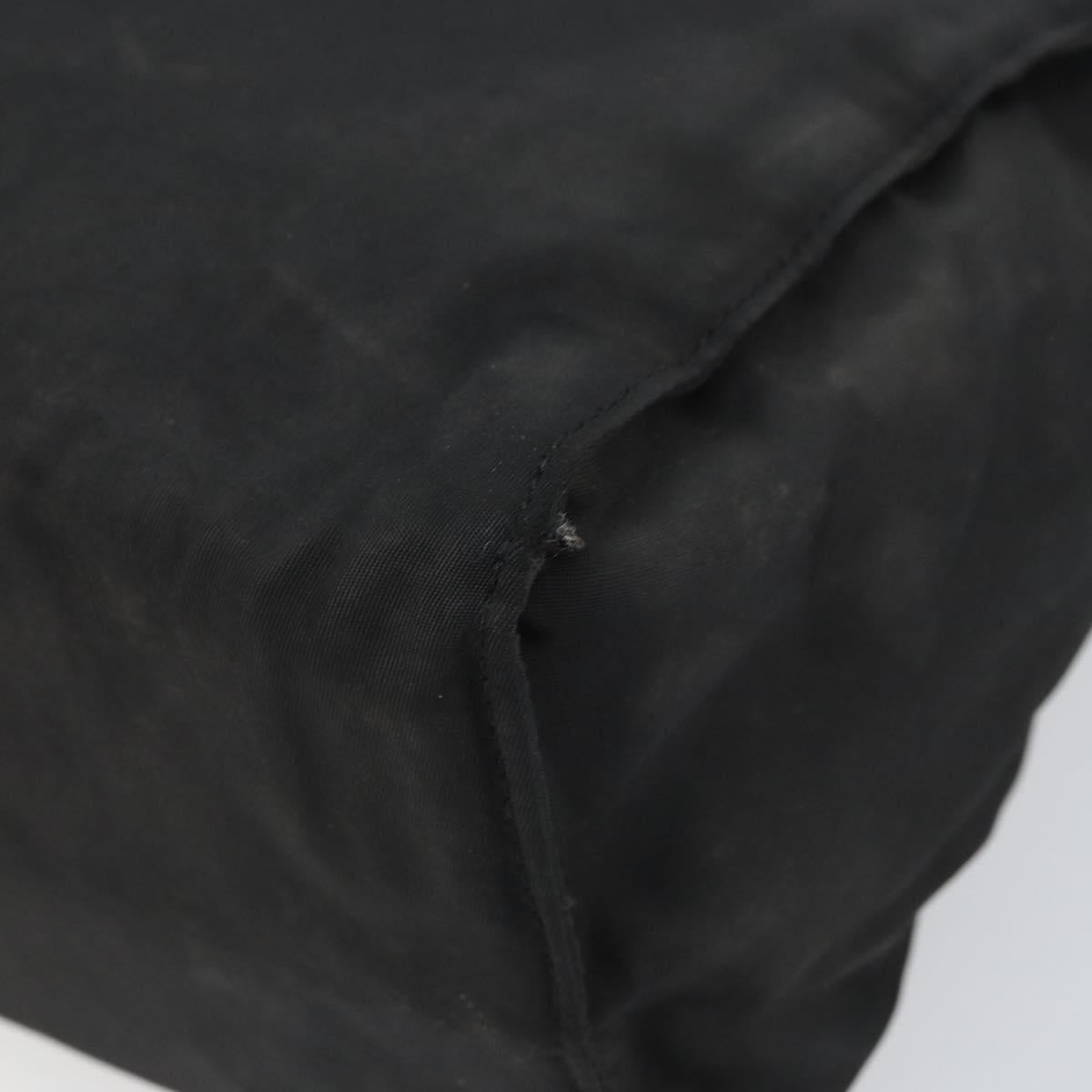 PRADA Hand Bag Nylon Black Silver Auth bs33168