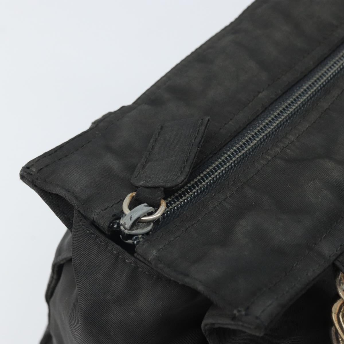 PRADA Hand Bag Nylon Black Silver Auth bs33168