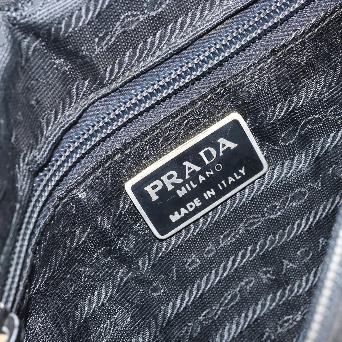 PRADA Hand Bag Nylon Black Silver Auth bs33168