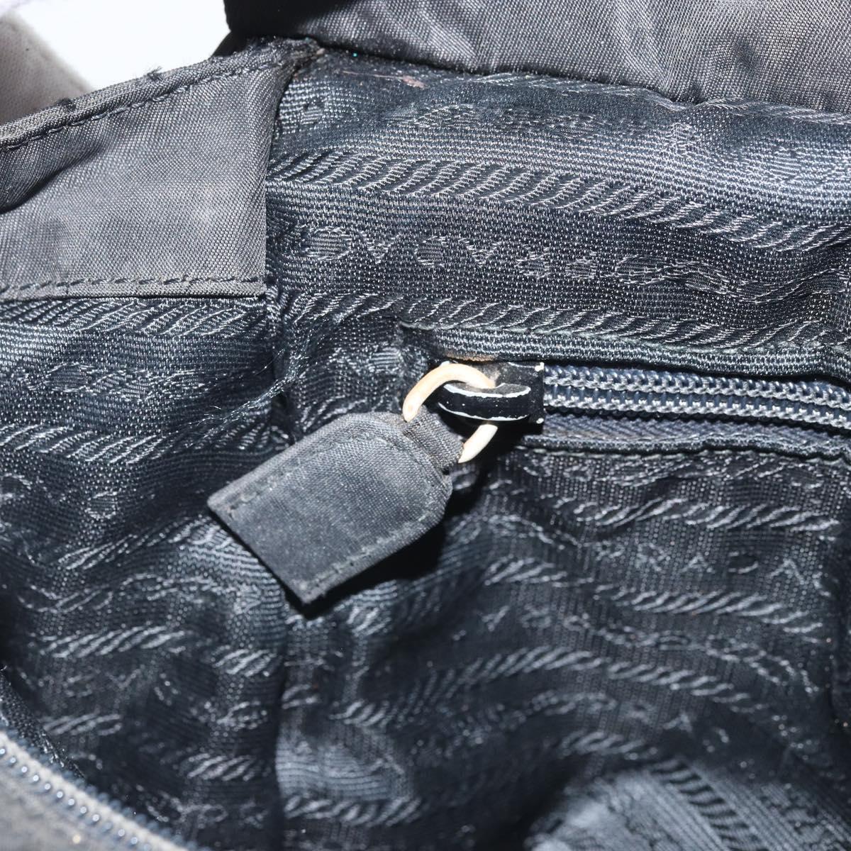 PRADA Hand Bag Nylon Black Silver Auth bs33168