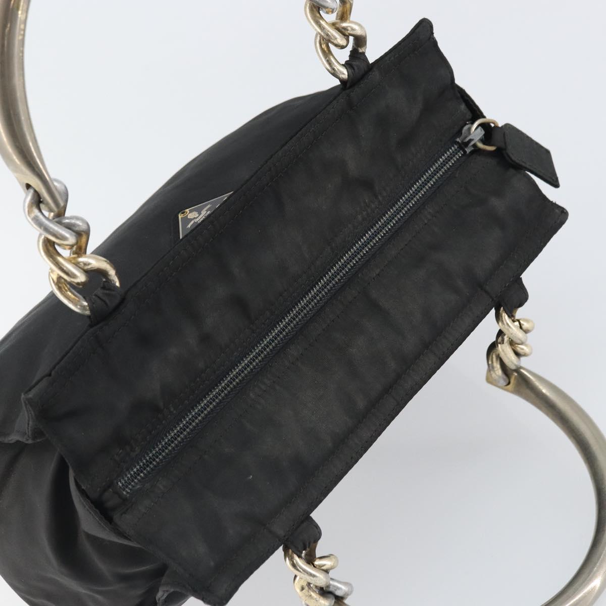 PRADA Hand Bag Nylon Black Silver Auth bs33168
