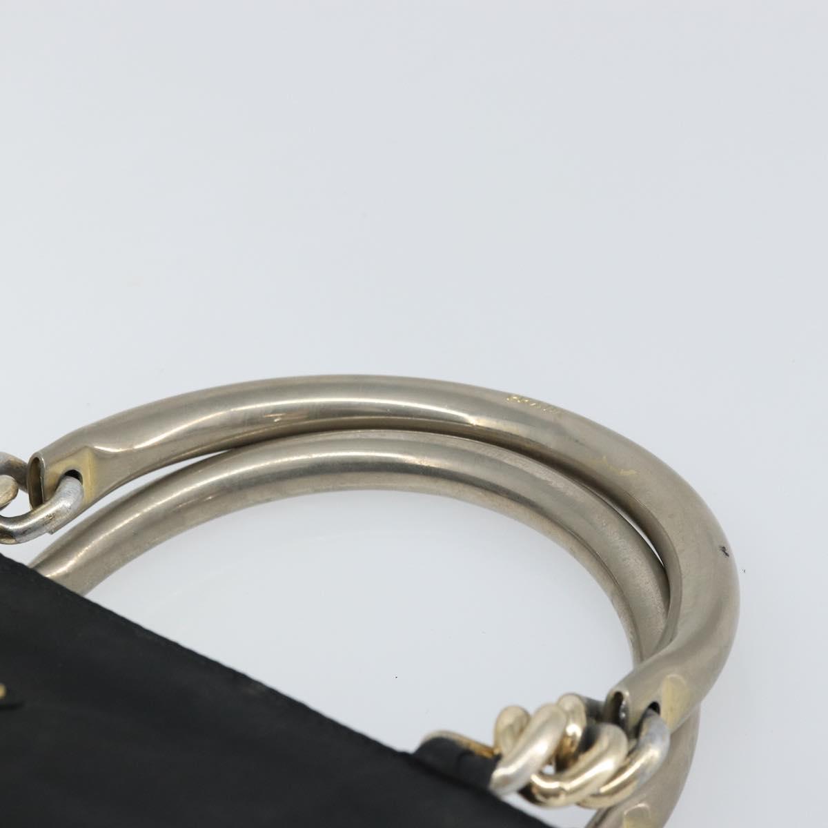 PRADA Hand Bag Nylon Black Silver Auth bs33168