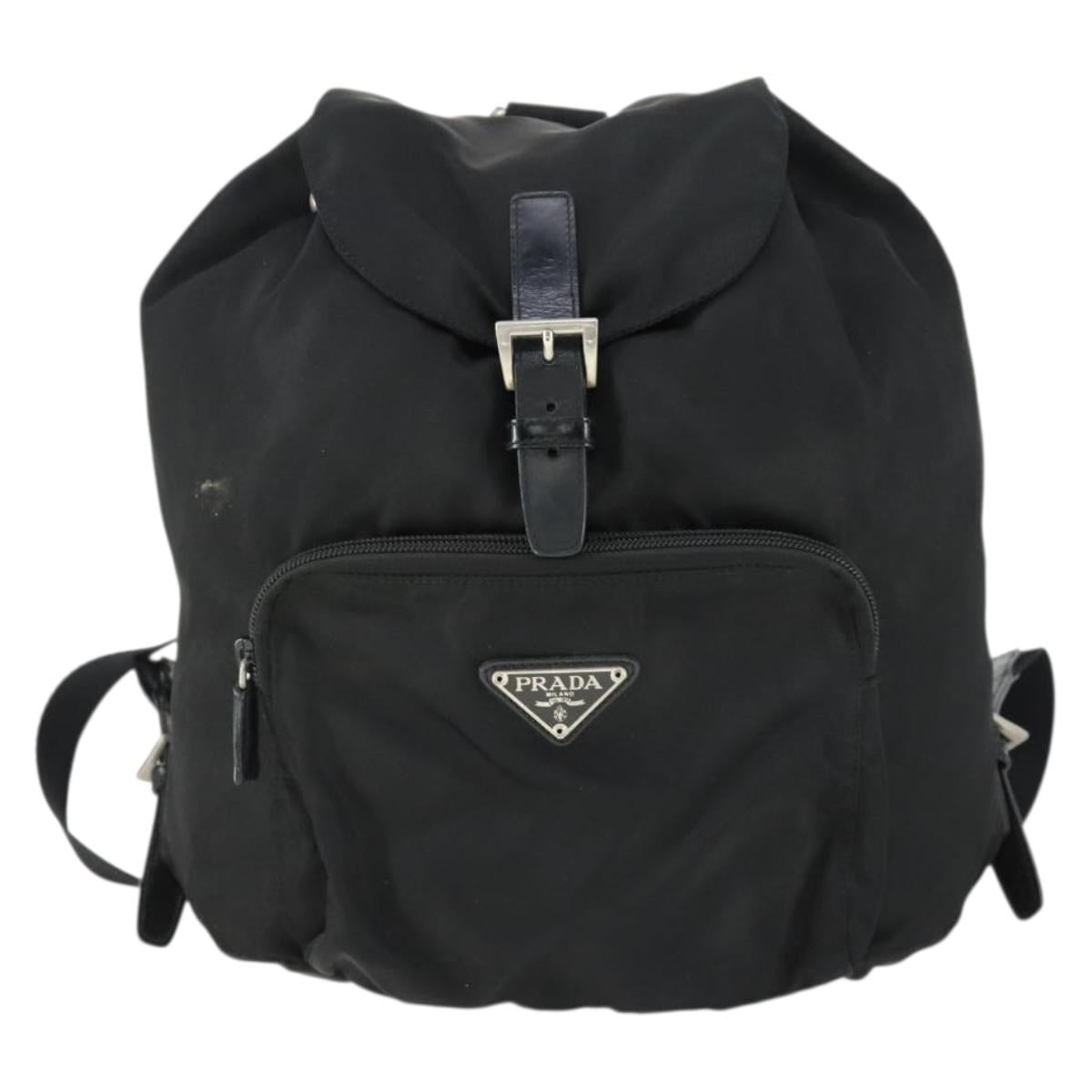 PRADA Backpack Nylon Black Silver Auth bs33169