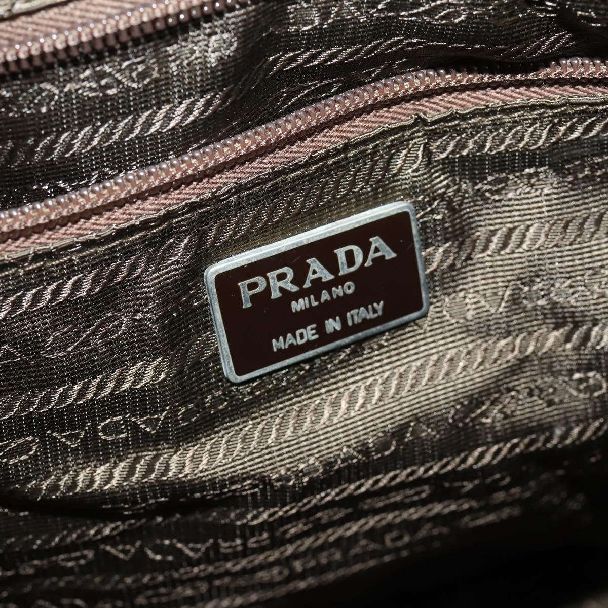 PRADA Shoulder Bag Nylon Khaki Silver Auth bs33170
